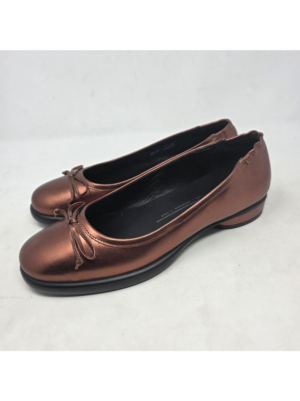 ECCO Sculpted Luxe Ballet Flats Bronze Leather Bow Comfort Women 9.5